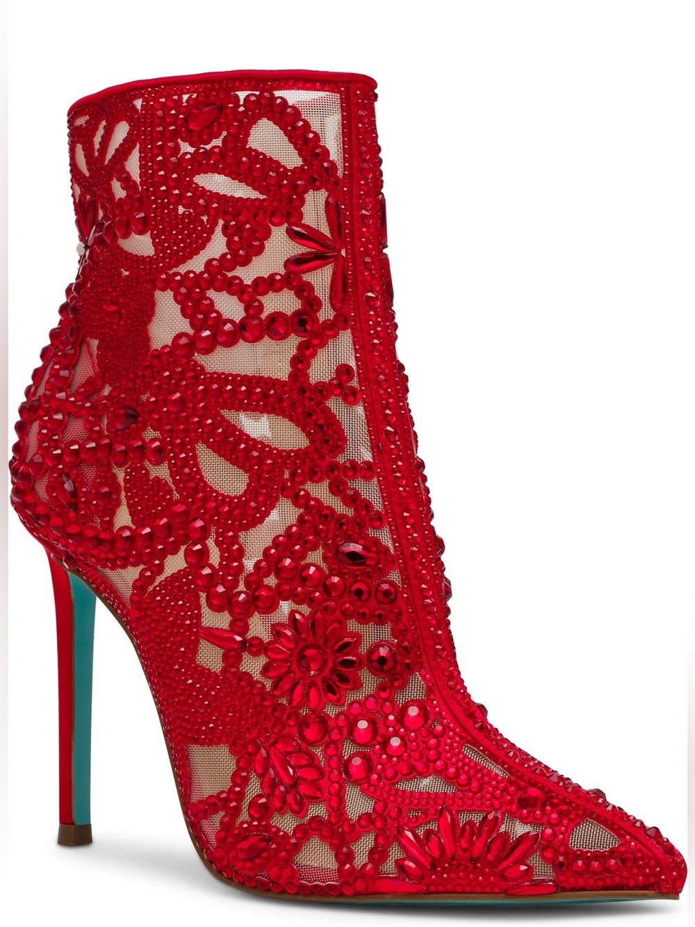 🖤🖤 Betsy Johnson Red Women's Bolt Rhinestone Ankle Booties